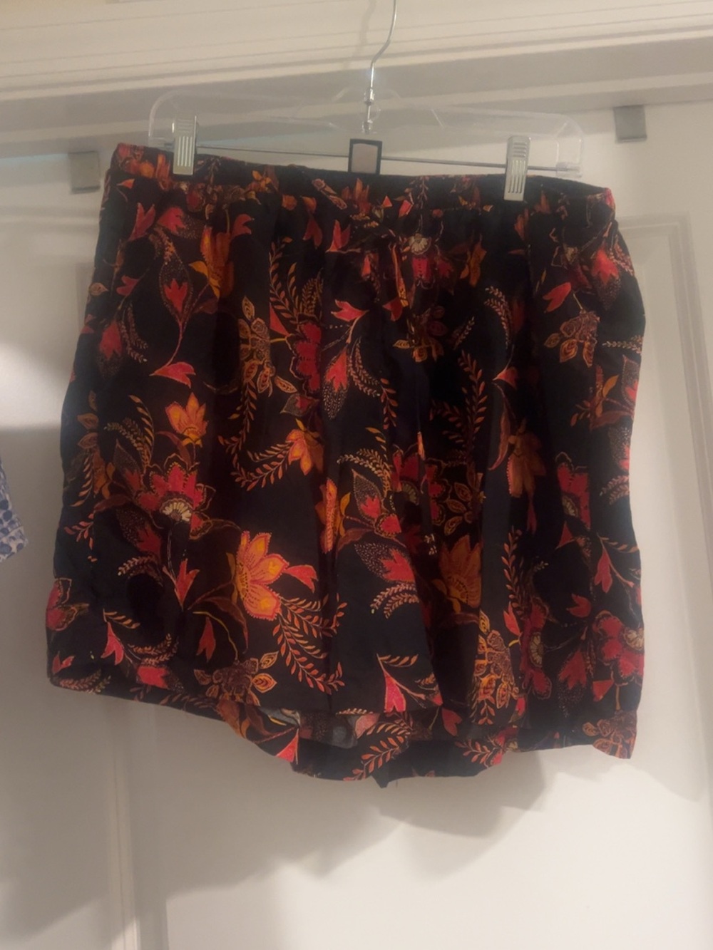 torrid Black Floral Mini Shorts with Red and Orange Floral Print